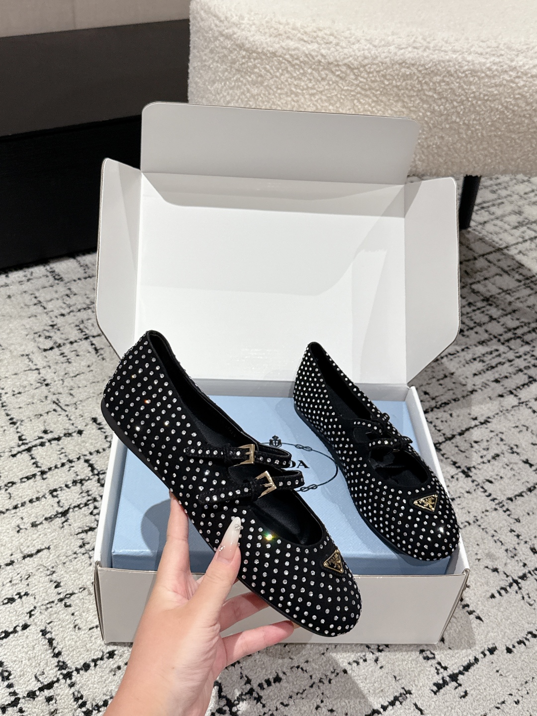 Prada 25 New Ballet Shoes Mary Jane Flat Cone Leather Sheepskin Rubber Sole Size 35-41 #Top Version - 图片 4