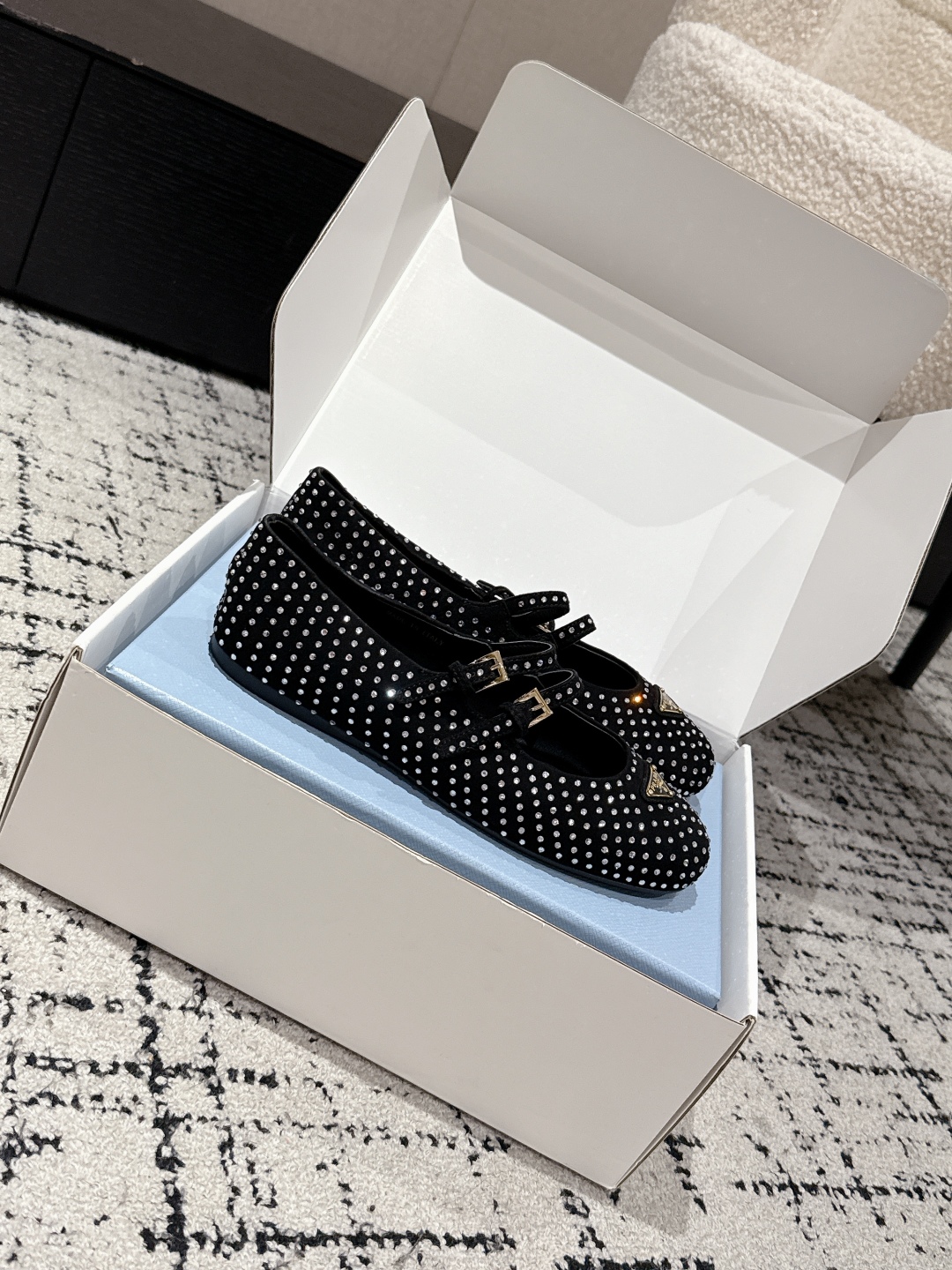 Prada 25 New Ballet Shoes Mary Jane Flat Cone Leather Sheepskin Rubber Sole Size 35-41 #Top Version - 图片 3