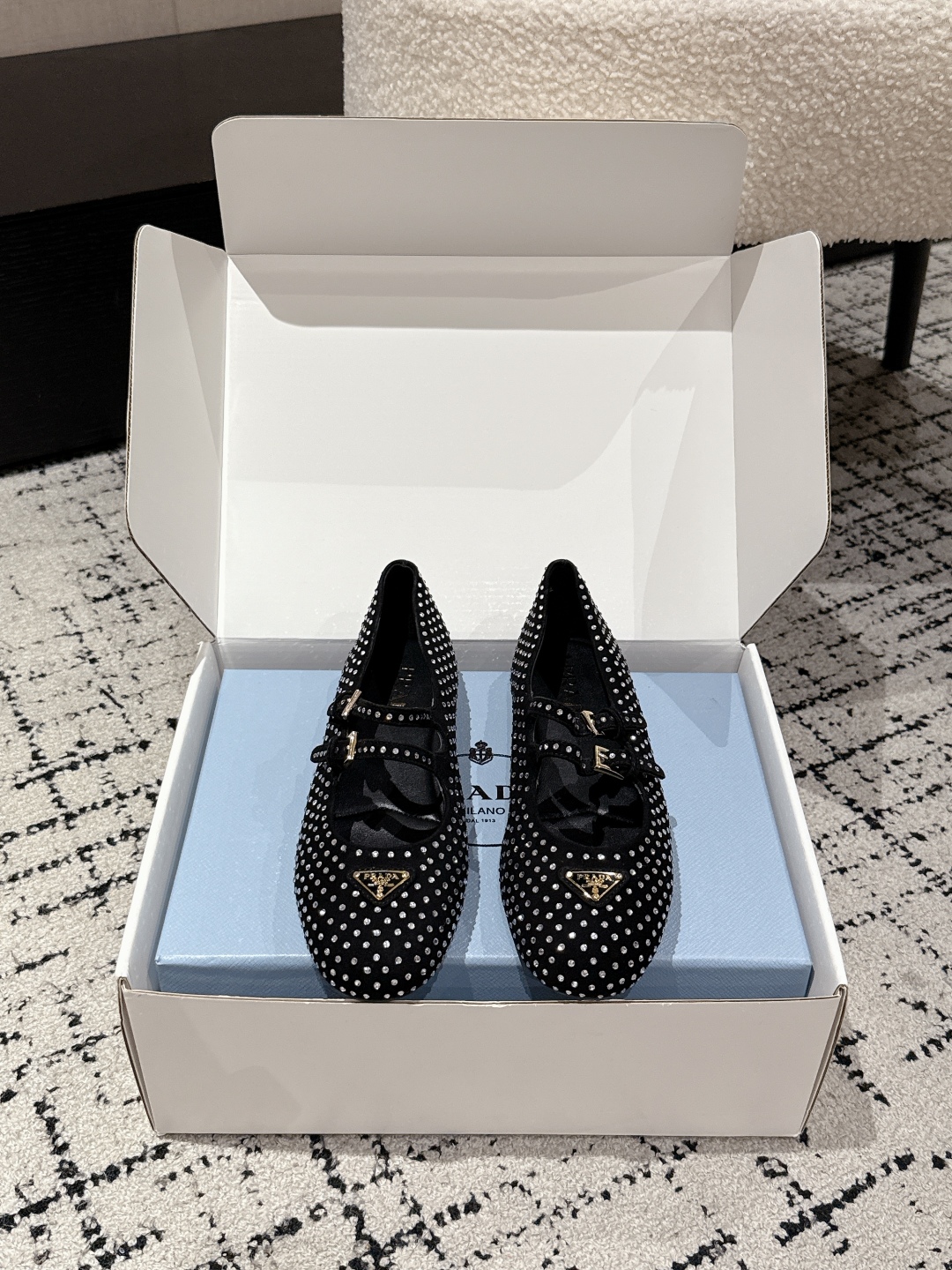 Prada 25 New Ballet Shoes Mary Jane Flat Cone Leather Sheepskin Rubber Sole Size 35-41 #Top Version - 图片 2