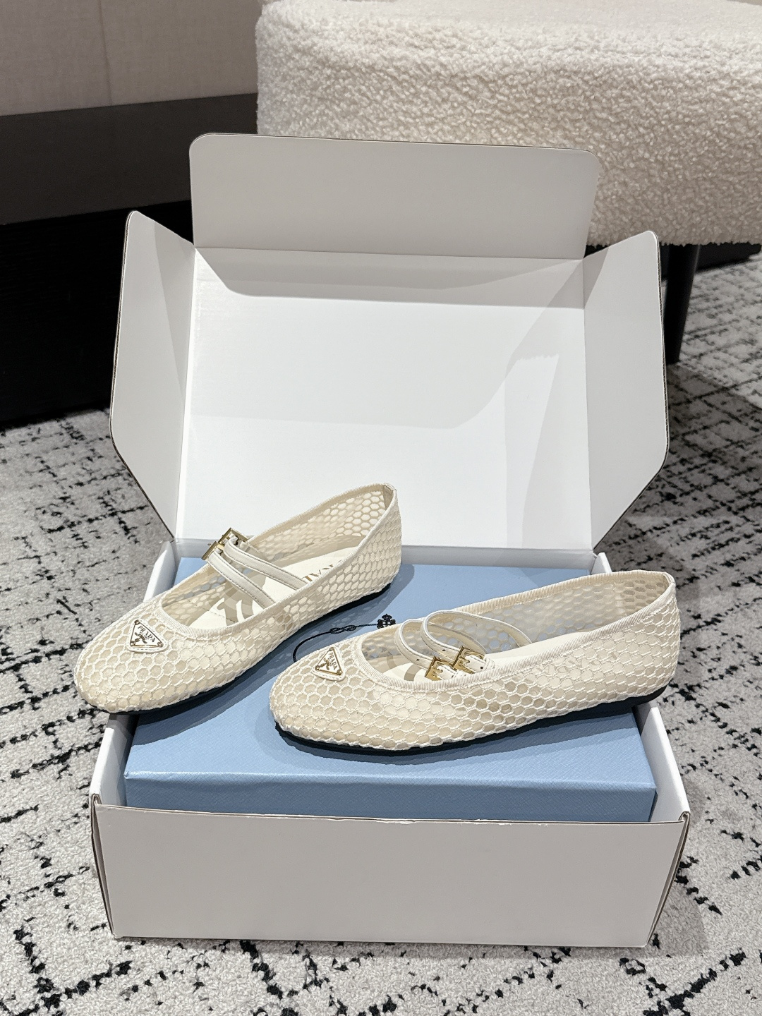 “Prada 25 New Ballet Shoes: Mary Jane Flat with Cone Heel”