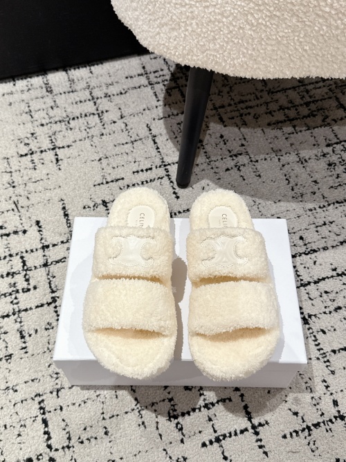 Celine Women's Shearling Slides - Cozy, Luxury Slippers 1 Celine Women's Shearling Slides - Cozy, Luxury Slippers