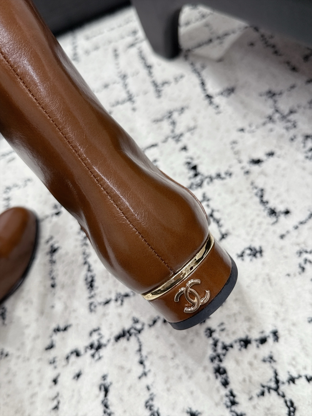 Chanel Brown Leather Knee High Boots