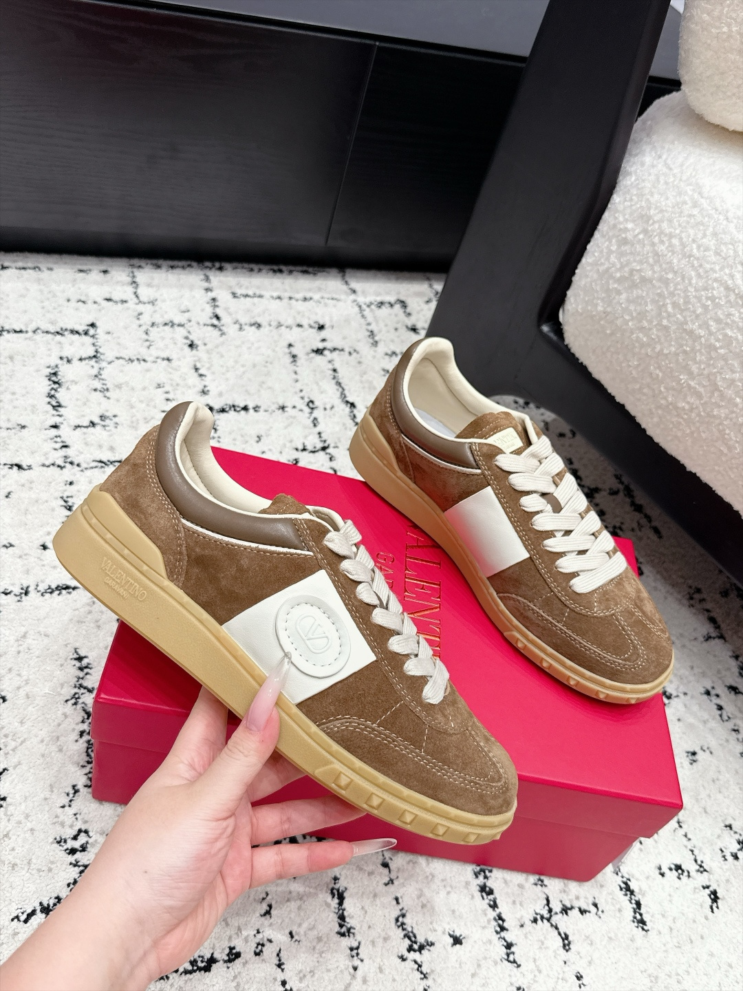 Valentino Brown White Panel Sneakers