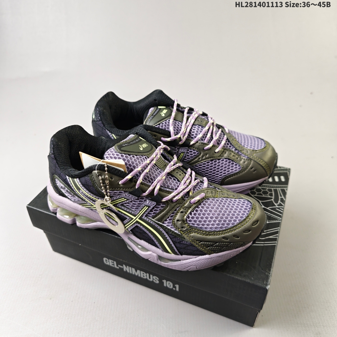集合💰140
Asics GEL-NIMBUS 10.1亚瑟士经典跑鞋 如今机能风和户外风吹得正劲，便是主打“Urban Outdoor机能越野风格”，城市和户外场景都能轻松应对。关键是跑鞋的颜值也很高1203A543 
编码：HL281401113 Size:36～45B