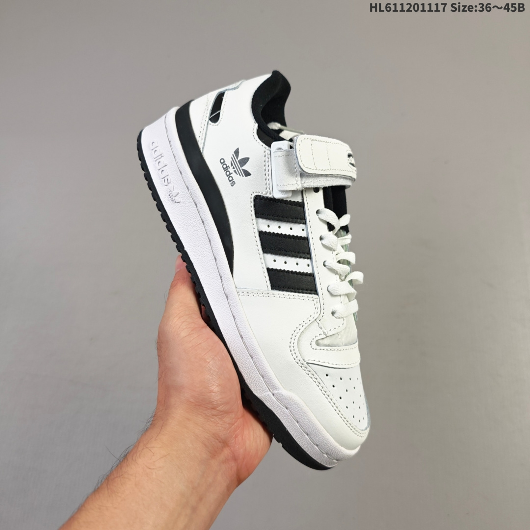 集合一 Adidas/阿迪达斯,男女鞋真标半码全新RB耐磨橡胶外底组合外露轻量EVA中底缓震嵌片❗ 最近超级火的一双鞋,阿迪达斯Adidas三叶草 Originals Forum 84 Low 罗马系列魔术贴低帮复古系带百搭休闲运动板鞋“皮革白黑 FY7757 编码:HL611201117 B