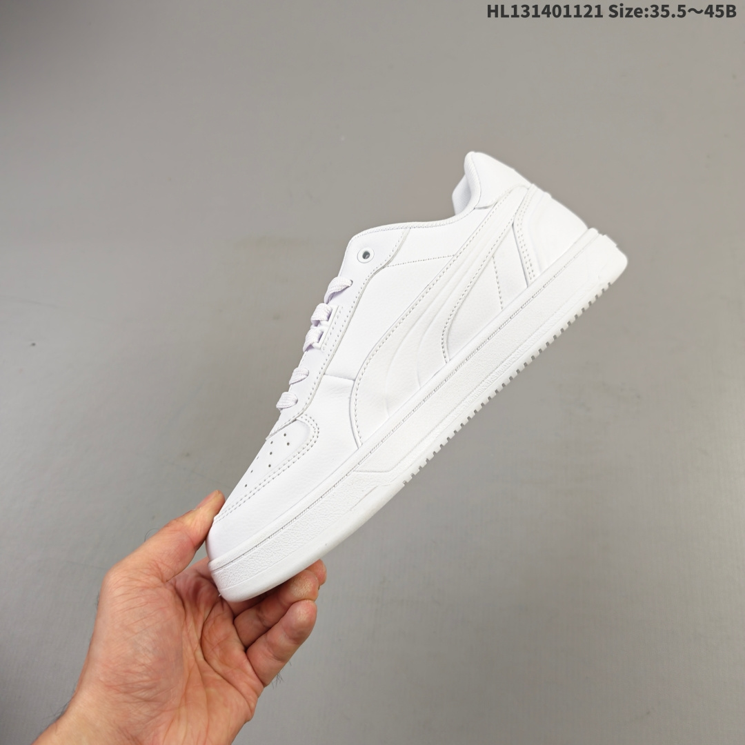 💰140 PUMA彪马 Caven 2.0 舒适百搭 耐磨轻便 低帮 生活休闲鞋 男女同款 米色，全新款 Slipstream Laces，采用不同颜色皮革的拼接，视觉层次感相当丰富，配合轻微氧化的缝线大底和扁宽的粗鞋带，历久弥新的复古感呼之欲出，鞋帮侧面缀有 Slipstream 字样和 Puma 小 Logo，细节亦十分到位。 货号：395016-15 编码：HL131401121 Size:35.5～45B