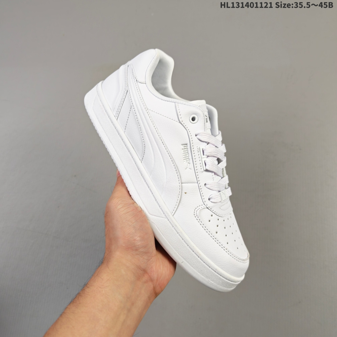 集合💰140 PUMA彪马 Caven 2.0 舒适百搭 耐磨轻便 低帮 生活休闲鞋 男女同款 米色，全新款 Slipstream Laces，采用不同颜色皮革的拼接，视觉层次感相当丰富，配合轻微氧化的缝线大底和扁宽的粗鞋带，历久弥新的复古感呼之欲出，鞋帮侧面缀有 Slipstream 字样和 Puma 小 Logo，细节亦十分到位。 货号：395016-15 编码：HL131401121 Size:35.5～45B