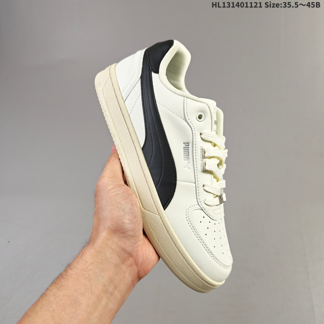 集合💰140
PUMA彪马 Caven 2.0 舒适百搭 耐磨轻便 低帮 生活休闲鞋 男女同款 米色，全新款 Slipstream Laces，采用不同颜色皮革的拼接，视觉层次感相当丰富，配合轻微氧化的缝线大底和扁宽的粗鞋带，历久弥新的复古感呼之欲出，鞋帮侧面缀有 Slipstream 字样和 Puma 小 Logo，细节亦十分到位。
货号：395016-15
编码：HL131401121 Size:35.5～45B