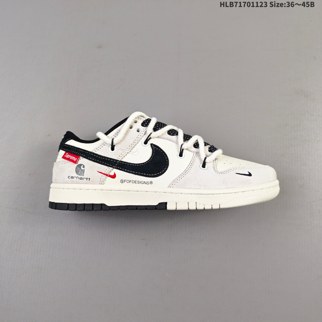 💰170
NIKE DUNK SB LOW 全新配色  supreme联名
定制Dunk SB顾名思义，具有经典的Dunk血缘，又注入了更多的时尚元素。相较于普通的Dunk滑板鞋，改良版的Dunk SB加厚了鞋舌的填充，使舒适性大大提升，同时也更方便穿脱；中底部分则加入了脚感柔软舒适Zoom Air气垫，有效吸收滑板等极限运动在落地时带来的冲击力，为街头运动者们提供更好的保护  
货号：YX5066 257
尺码：36 36.5 37.5 38 38.5 39 40 40.5 41 42 42.5 43 44 45HLB71701123 Size:36～45B