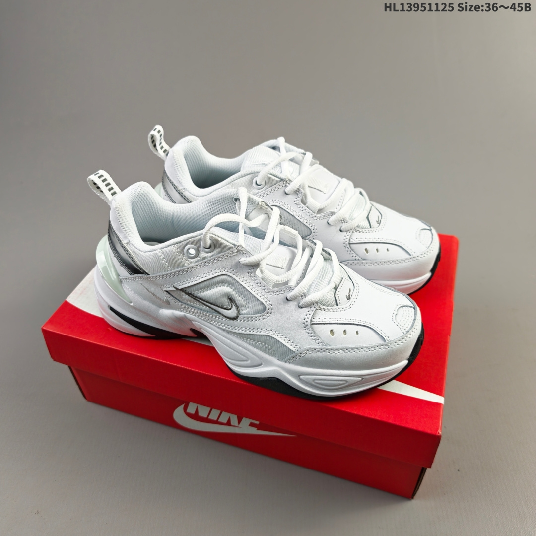 集合二 Nike M2K 复古潮流老爹鞋 优质皮革打造鞋面 夸张流线极符 风靡老爹元素 外形延续当下潮流得未来感老爹鞋 设计干净配色风格也带有浓郁的复古感受 极为独特 货号:A03108 001 HL13951125 B