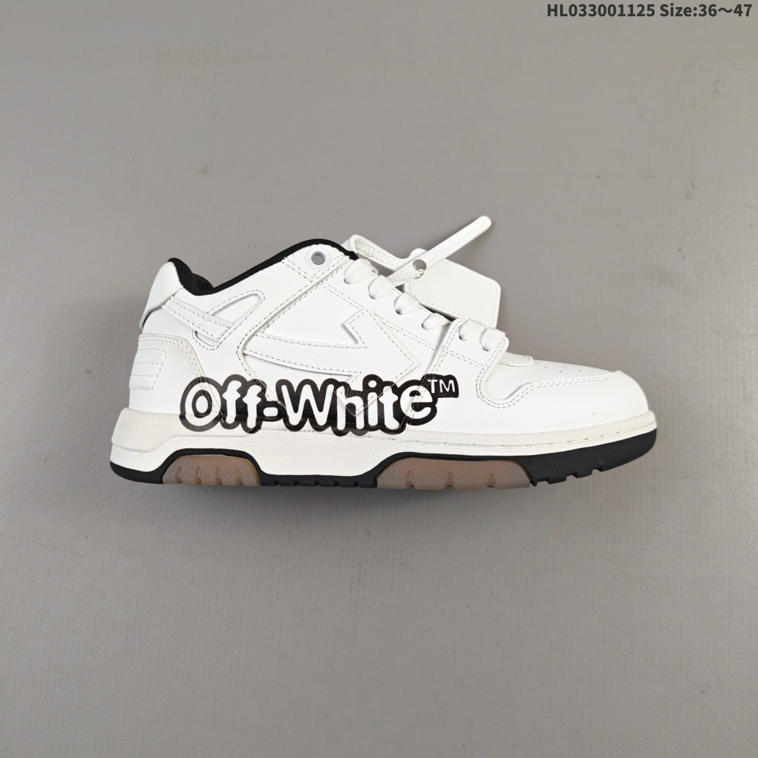 💰300 
 Off-White™ c/o Virgil Abloh 杨幂同款Out Of Office Low-top Leather OW联名 箭头OFF-White 重磅联名 Sneakers"OOO"复古百搭休闲运动板鞋 原楦型开发纸版#采用粒面头层小牛皮饰片#超软PU鞋垫+拼接去臭网布材质#全新开发橡胶耐磨鞋底 ！HL033001125 Size:36～47