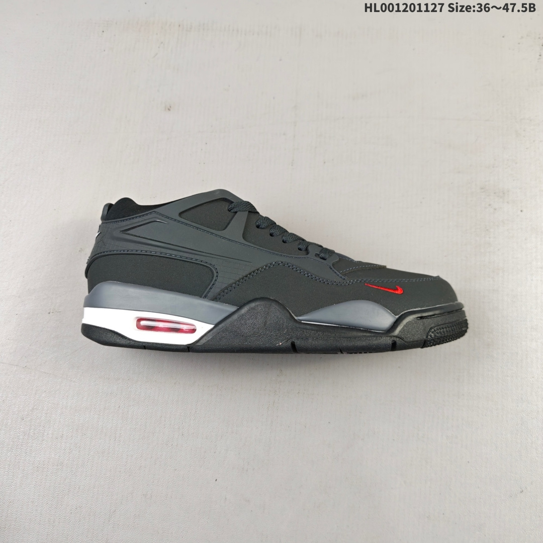 真标带半码 Nigel Sylvester x Air Jordan 4 RM "Anthracite" 重置烟灰色 AJ4 乔丹4代 aj4 乔4 重置黑色 乔丹篮球鞋系列 整鞋采用皮革与麂皮材料打造,鞋面使用灰色皮革作为主体,搭配鞋头米色黑色麂皮框架,保留Air Jordan 4经典造型的同时,取消了原本的网格,搭配黑色的鞋带,让整鞋看起来更有整体感.鞋舌顶端米色的标签上锈有黑色Bike字样,彰显球鞋身份.鞋帮部分和后跟位置的提环使用黑色TPU材质,给鞋身带来更多色彩层次感.鞋头迷你Swoosh Logo采用红色点缀,后跟采用白色Nike Swoosh Logoj及Air呈现,中底延续前作使用了分离式后掌可视化Air Sloes气垫,最后搭配米白色中底和同色橡胶大底完善整体设计收尾. 男货号:HF4334-004 女货号:HJ9746-004 HL001201127 B