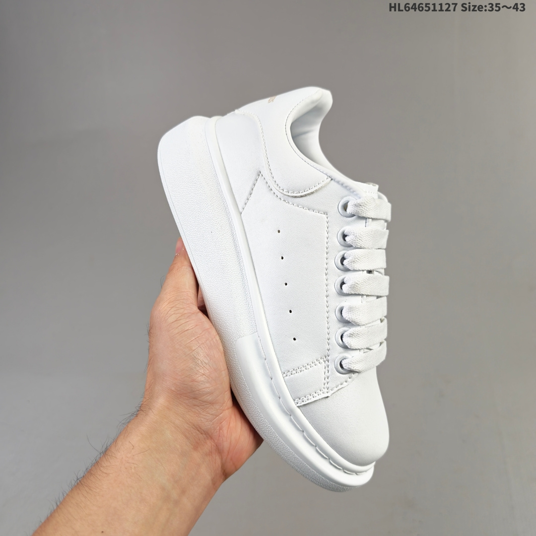 集合二💰65 意大利高奢品牌Alexander McQueen亚历山大·麦昆 Sole Leather Sneakers低帮时装厚底休闲运动小白鞋 编码：HL64651127