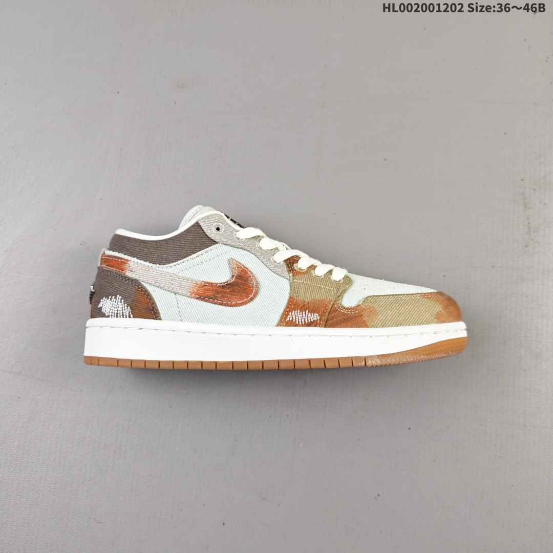 💰200
真标带半码
Air Jordan 1 Low SE "Multi-Color Distressed" 低帮 做旧蓝棕 AJ1 乔丹1代 aj1 乔1 低邦 蓝棕 乔丹篮球鞋系列 近日，Jordan又为我们带来一款极具创新的Air Jordan 1 Low ，将经典鞋款推向全新境界。这款AJ1摒弃了传统皮革材质，转而采用毛边帆布面板与做旧细节，营造出自然磨损的复古质感。棕、橙、灰等大地色调的覆面与泼墨般的斑驳印记形成鲜明对比，赋予球鞋粗犷的街头风格。设计亮点还包括鞋跟处闪耀的Wings Logo标志和鞋舌上的金属Jumpzman Logo标识；鞋身两侧Swoosh Logo采用棕色点缀，搭配经粉尘刷痕处理的生胶外底，完美呼应整体复古设计主题，这些细节共同营造出「上脚即穿出岁月感」的独特视觉效果。
货号：IM6664-991
尺码：36 36.5 37.5 38 38.5 39 40 40.5 41 42 42.5 43 44 44.5 45 46HL002001202 Size:36～46B