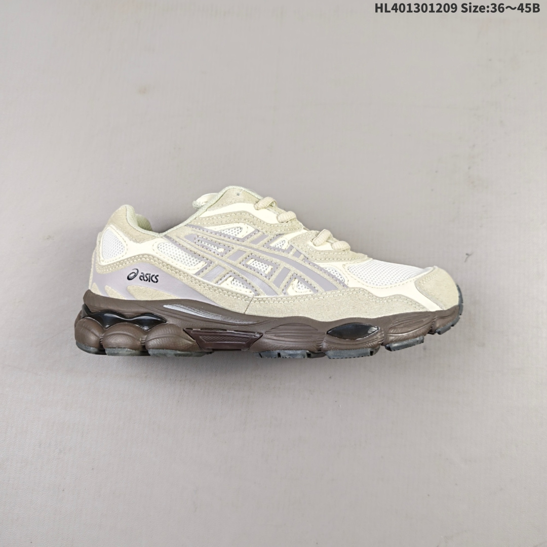 💰130
AsicsGel-NYC复古单品 2025年新款 亚瑟士ASICSTIGER 新款休闲鞋 厚底街头运动休闲鞋，ASICS亚瑟士推出全新GEL-NYC，彰显纽约都市活力。这次的新系列融入了多个版本GEL的经典设计风格，广受好评。其设计灵感来源于GEL-NIMBUS 3,GEL-MC PLUS V 和 GEL-CUMULUS 16 这些往日经典鞋款。GEL-NYC使用GEL-CUMULUS 16鞋款的鞋楦设计,展现了独特的现代化美学。鞋底采用了轻质发泡材料,并在后跟和前掌处采用了ASICS亚瑟士核心科技——GEL缓震胶,赋予鞋款强大的缓冲性能,提供了更柔软舒适的穿着体验。而在原有设计的启发之上,此次鞋款采用更贴合当今潮流趋势的材料和创新技术,展现出纽约充满活力的都市精神。
货号：1201A789-100
编码：HL401301209 Size:36～45B