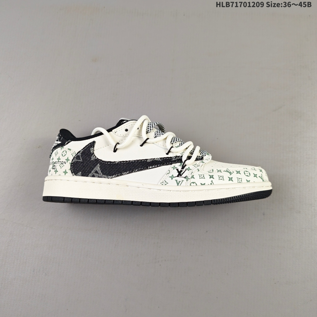💰170
Nike Air Jordan 1 Low 定制配色  LV联名AJ1
定制AJ联名-高端定制 低帮复古文化板鞋
#定制鞋盒 大厂纯原品质出货 超高清洁度 皮料切割干净无任何毛边 细节完美 
货号：YX5066 325
尺码：36 36.5 37.5 38 38.5 39 40 40.5 41 42 42.5 43 44 45HLB71701209 Size:36～45B