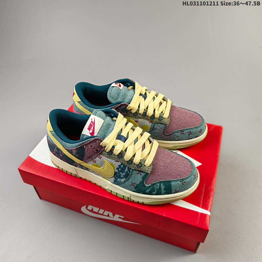 集合一特价💰110
Nike/耐克 男女鞋真标半码制，原楦原纸版开发，原数据3D定位单宁纯棉织帆布材质鞋面，鞋垫嵌入缓震乳胶+Sole真气垫装置，原比值开发耐磨橡胶大底❗️酷似 TS 联名的新品千万别错过,耐克Nike SB Dunk Low"Lemon Wash"扣篮系列低帮休闲运动滑板板鞋“水洗拼接丹宁扎染印花 CZ9747-900
码数：36 36.5 37.5 38 38.5 39 40 40.5 41 42 42.5 43 44 45 46 47
编码：HL031101211 Size:36～47.5B