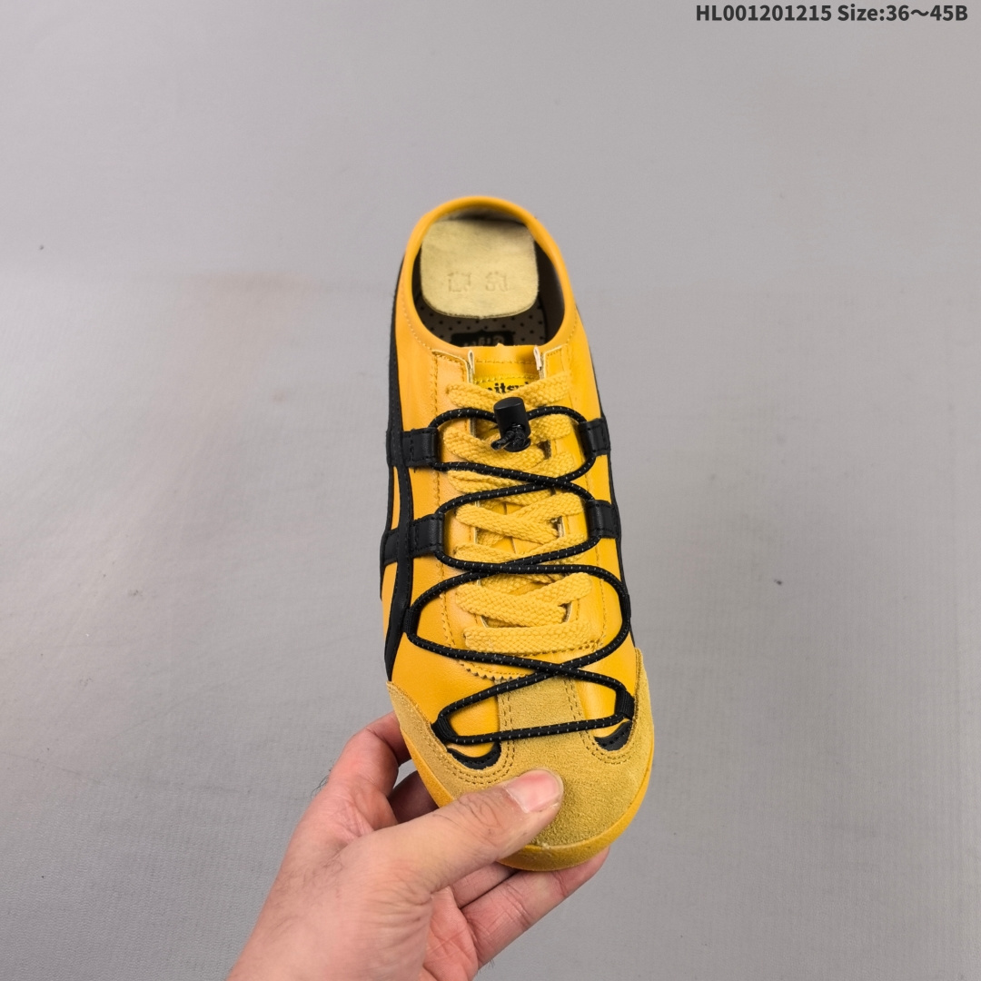 头层带半码 Onitsuka Tiger Mexico 66 阿斯克斯 亚瑟士 鬼冢虎 低帮 黄黑解构鞋带 圆头舒适减震耐磨低邦休闲跑步鞋 MEXICO 66以1961年的练习鞋为原型,并与1966年研发出的鞋面Onitsuka Tiger Stripe设计结合.十字强补,后套的柔软后跟及后跟边设计都是其特色.薄底,细身是代表Onitsuka Tigers的标准鞋款. 此款MEXICO 66系列 中性休闲运动鞋采用虎爪造型的Logo,鞋身稳定包裹系统,支撑鞋身;Onitsukaj Tigers特有的橡胶配方,弹性及止滑效果良好.后跟X型部件设计,稳定结构保护后跟.鞋头外包橡胶片保护脚趾,耐磨损. 货号:DL408-0490 HL001201215 B