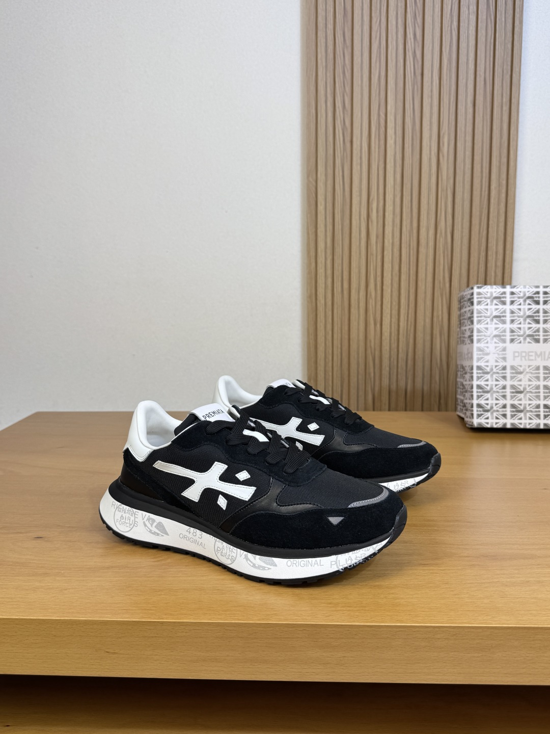 NO:355089,【PREMIATA】Premiata - High-end quality original single · casual sneakers - upper back-fleece calfskin, brand high mercerized canvas, shoe body sewing brand 