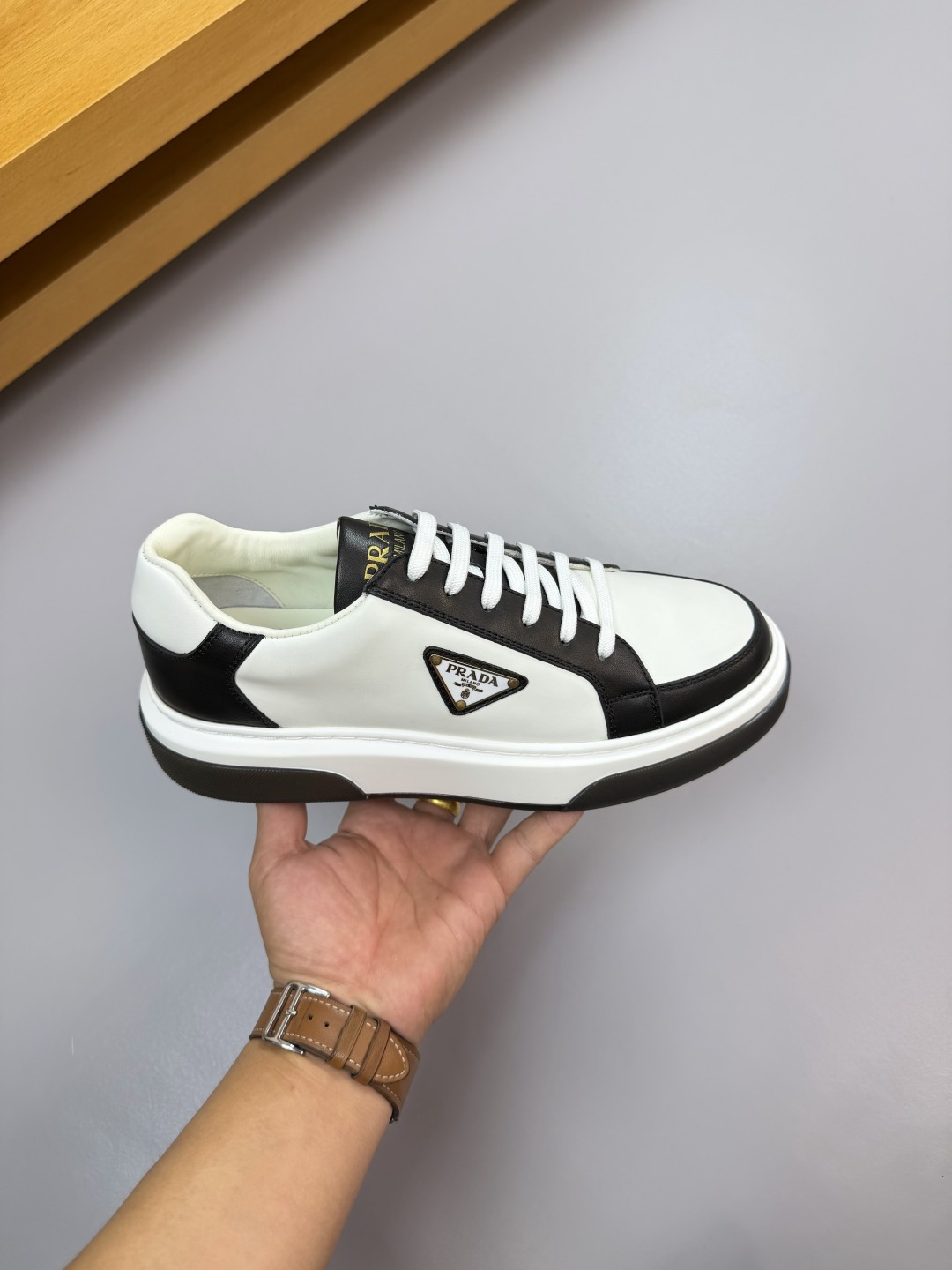Prada Leather Sneakers with Metal Logo Detail - Casual Comfort & Style 4 cmp i1760287094478 3908 0 3