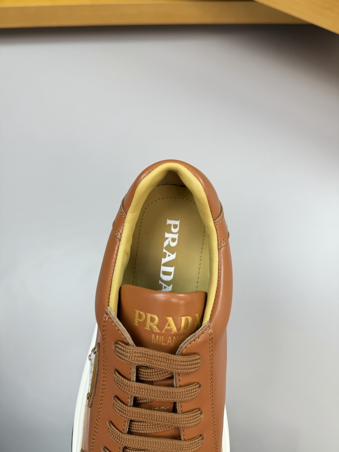 Prada Nappa Leather Sneakers With Metal Logo, Casual & Stylish, Brown 8 cmp i1760287118482 3963 0 6
