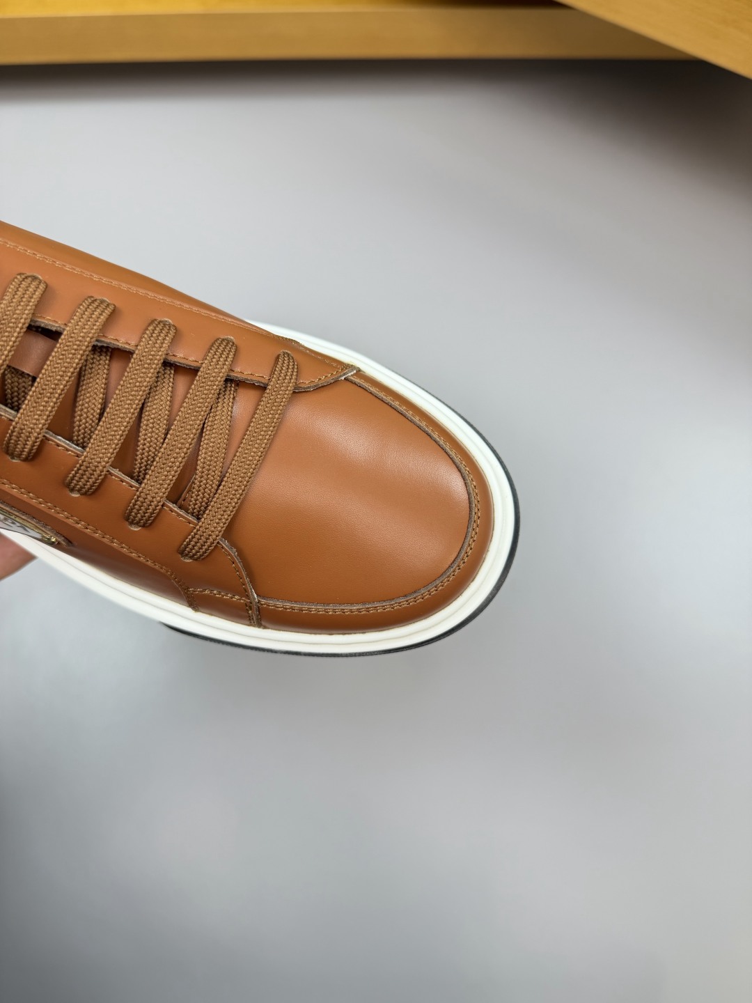 Prada Nappa Leather Sneakers With Metal Logo, Casual & Stylish, Brown 7 cmp i1760287118527 9729 0 5