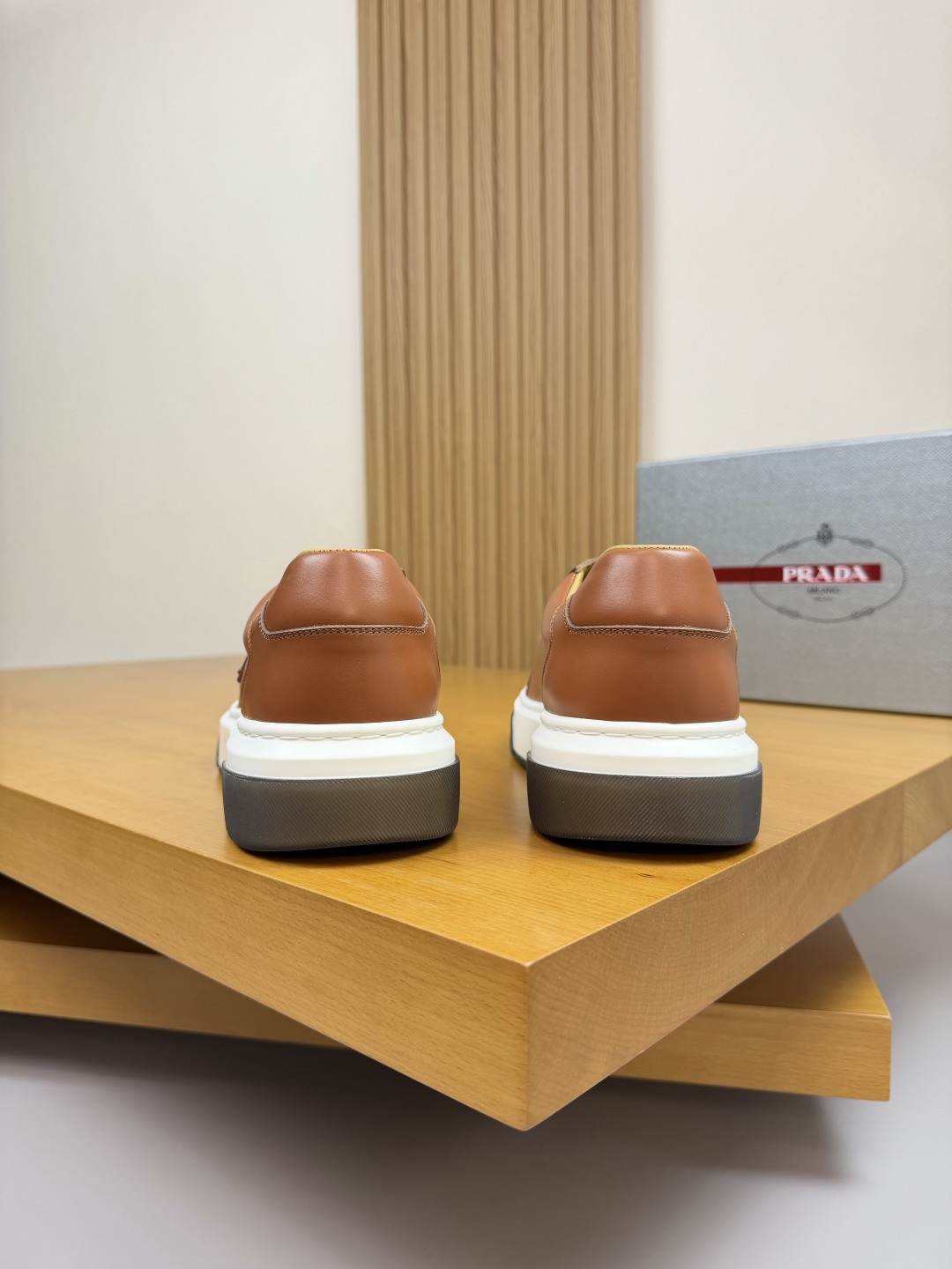 Prada Nappa Leather Sneakers With Metal Logo, Casual & Stylish, Brown 9 cmp i1760287120994 394 0 7