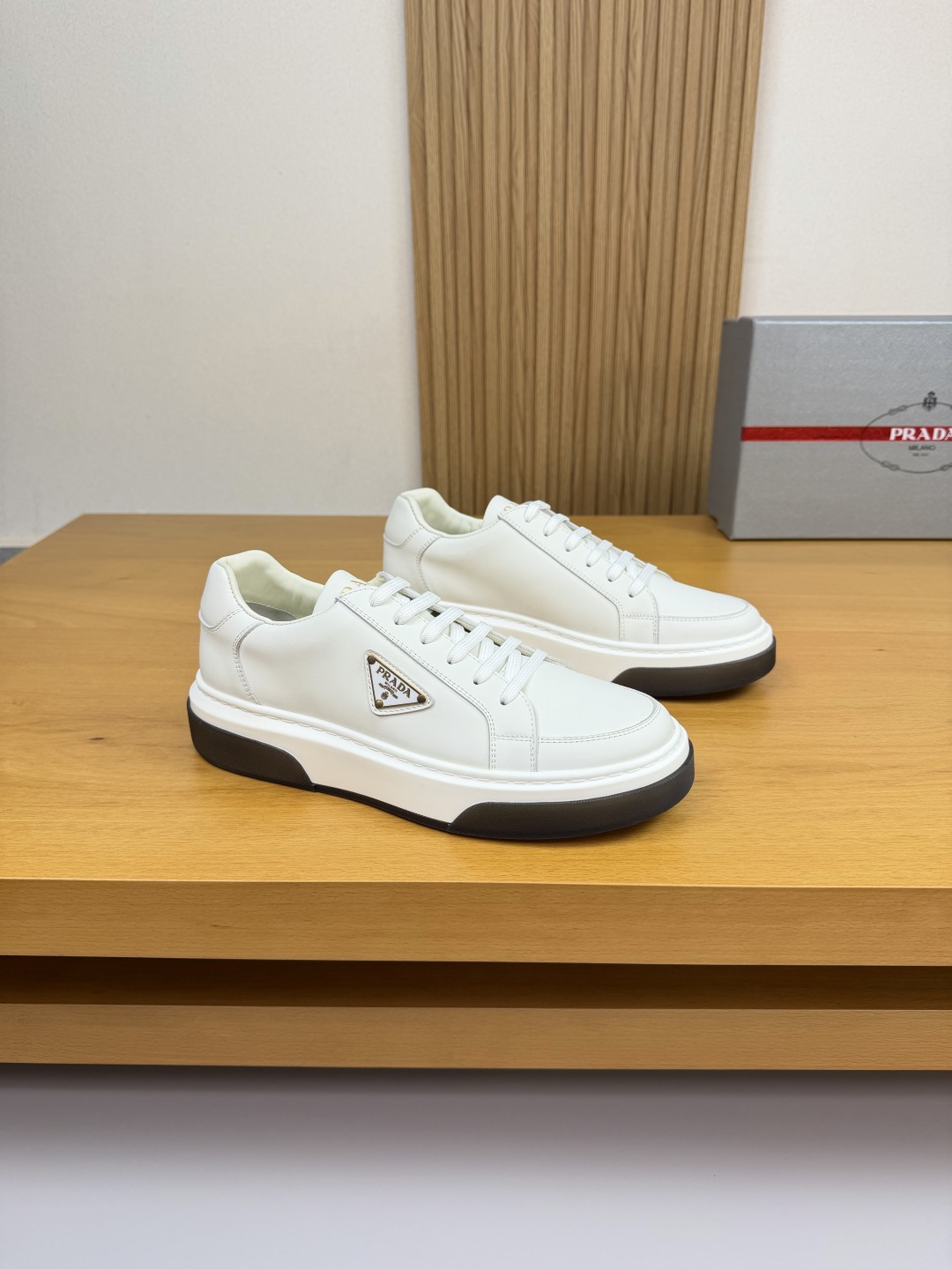 Prada White Nappa Leather Sneakers with Metal Logo - Casual and Comfortable 2 cmp i1760287149235 1594 0 0