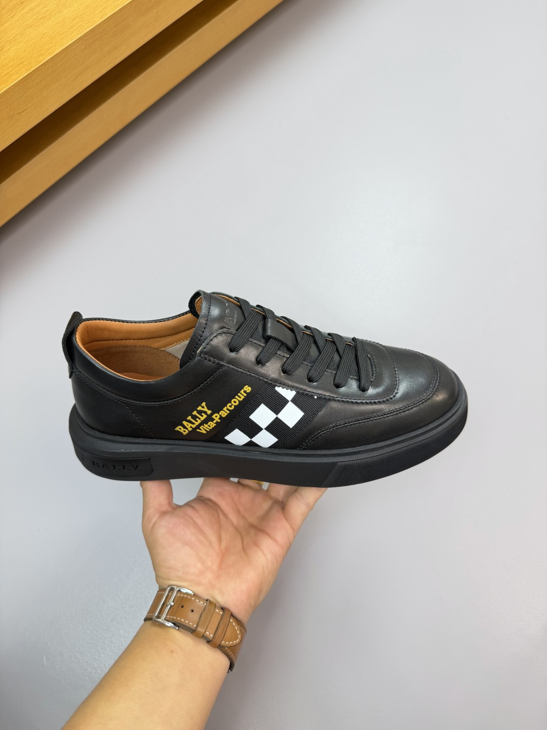 Bally Men's Vita-Parcours Leather Sneakers - Black with Checkered Stripe 4 cmp i1760288375830 7517 0 3