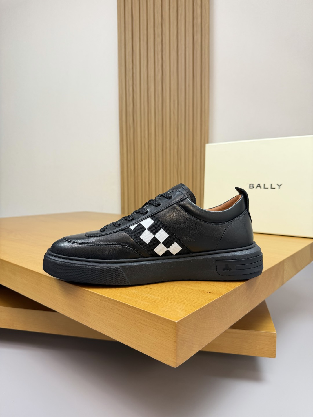 Bally Men's Vita-Parcours Leather Sneakers - Black with Checkered Stripe 5 cmp i1760288382063 8484 0 4