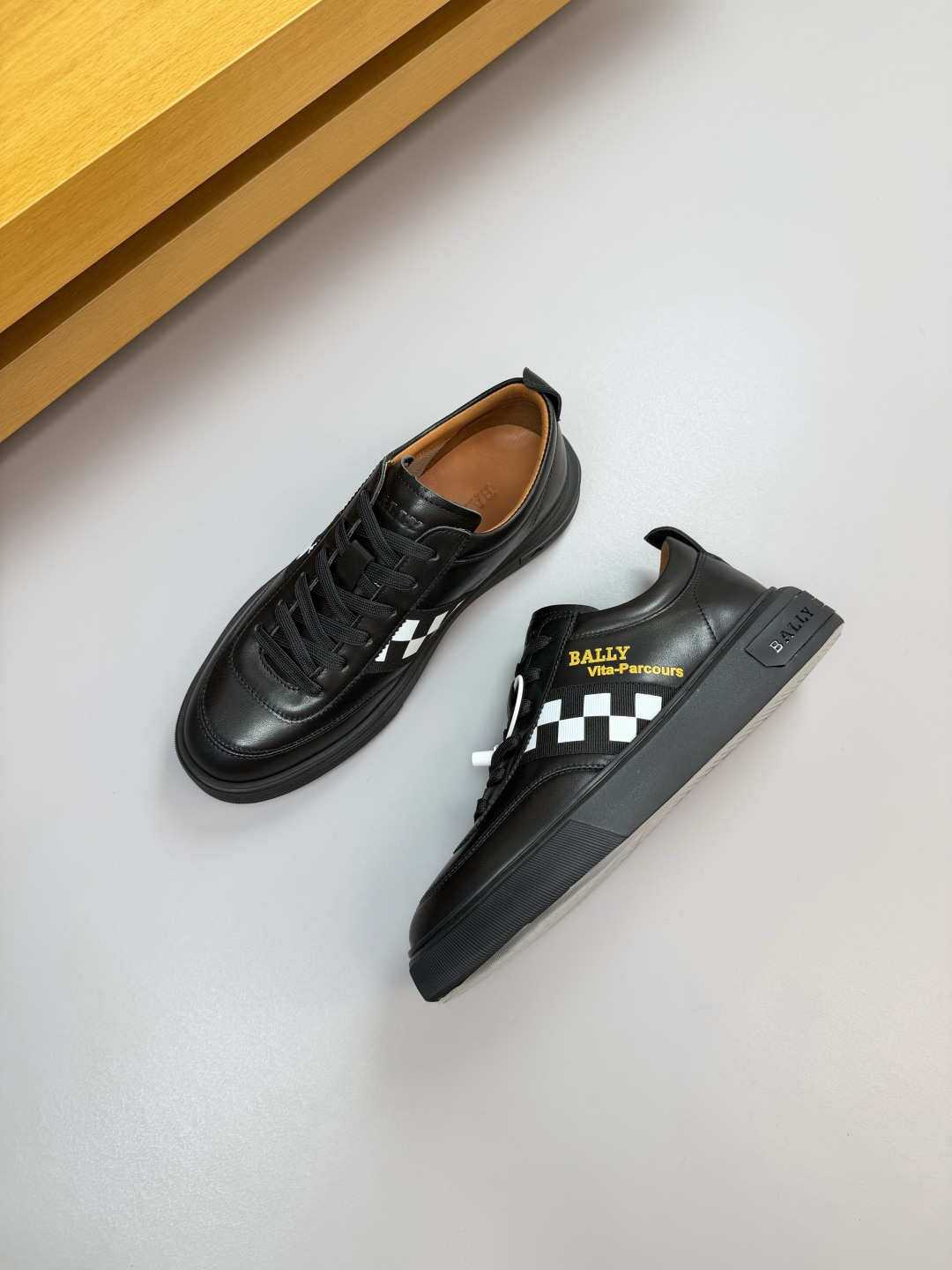 Bally Men's Vita-Parcours Leather Sneakers - Black with Checkered Stripe 3 cmp i1760288382074 6897 0 2