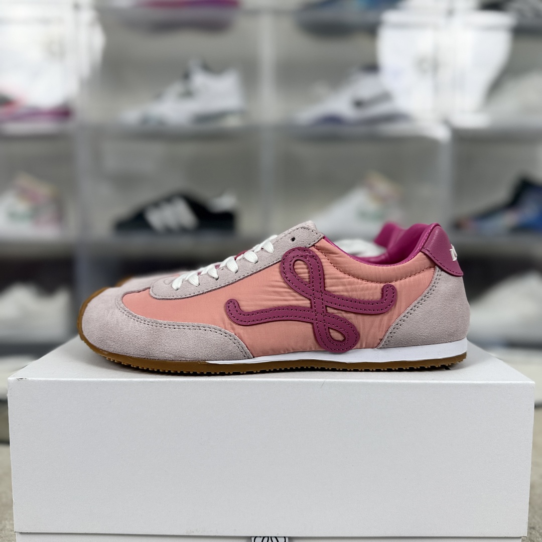 Loewe Ballet Runner 2.0 Pink Leather Sneakers Round Toe Lace-up Casual Shoes 10 cmp i1746109398505 5601 0 8
