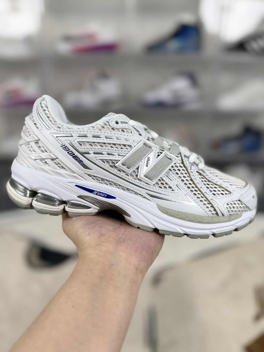 New Balance 1906R White Team Royal Silver Metallic Running Shoes