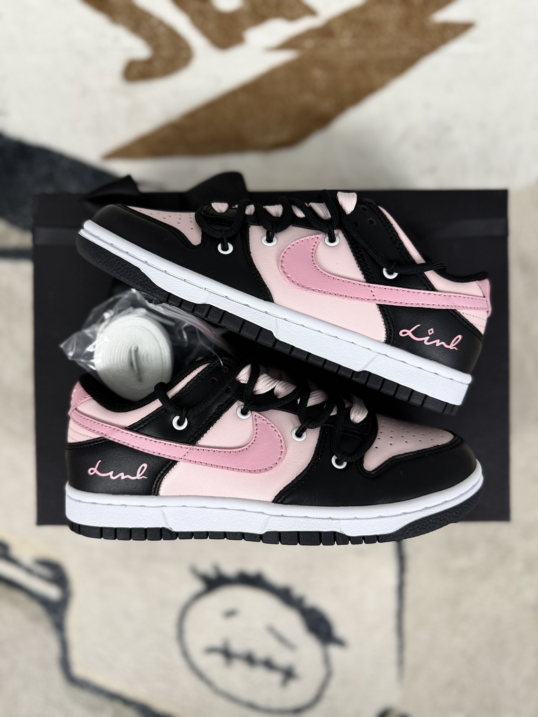 Nike Dunk Low GS Black Pink Letter Deconstructed Sneakers - Trendy & Comfortable 8 cmp i1747350153680 9269 0 7