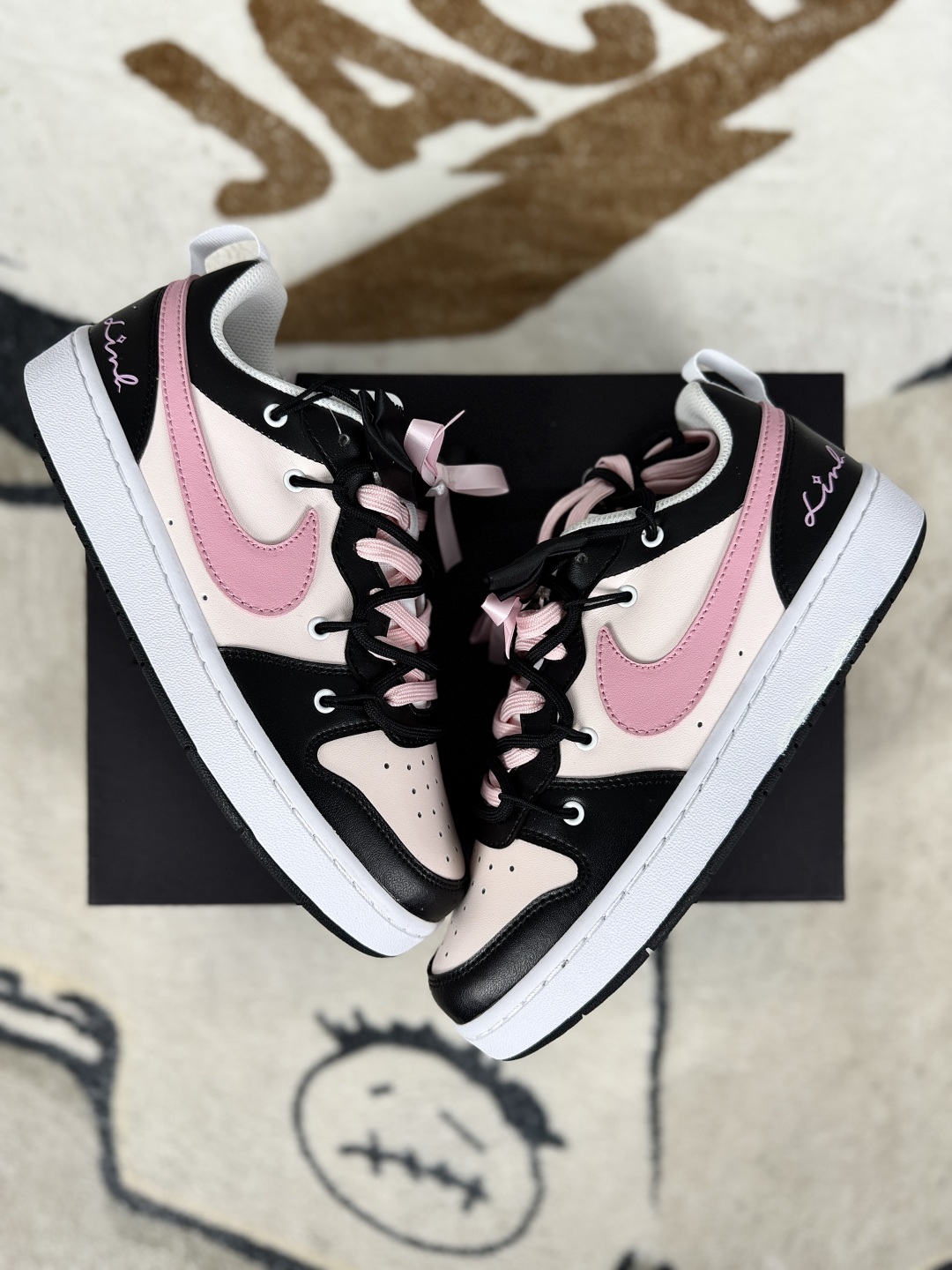 Nike Court Borough 2 Low Top Black Pink Leather Sneakers DV5456-104 6 cmp i1748125294435 8473 0 6