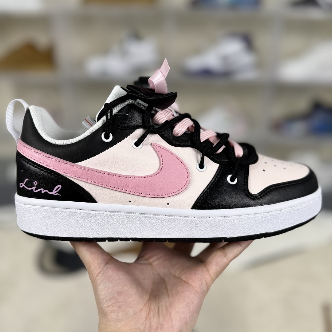 Nike Court Borough 2 Low Top Black Pink Leather Sneakers DV5456-104 8 cmp i1748125294448 9565 0 5