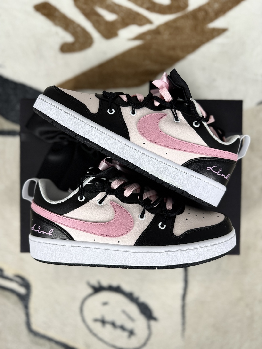 Nike Court Borough 2 Low Top Black Pink Leather Sneakers DV5456-104 9 cmp i1748125301338 2923 0 7