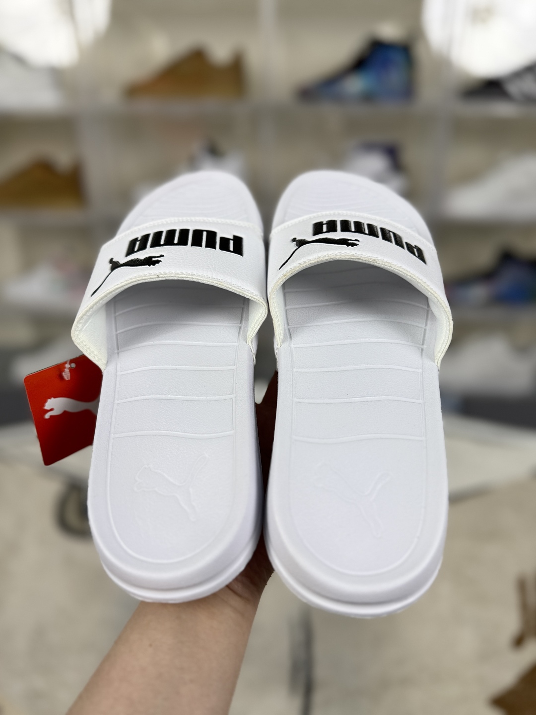 PUMA Popcat 20 Split White Slide Sandal, Unisex Athletic Comfort, Sizes 6-12 3 cmp i1748551010092 702 0 4