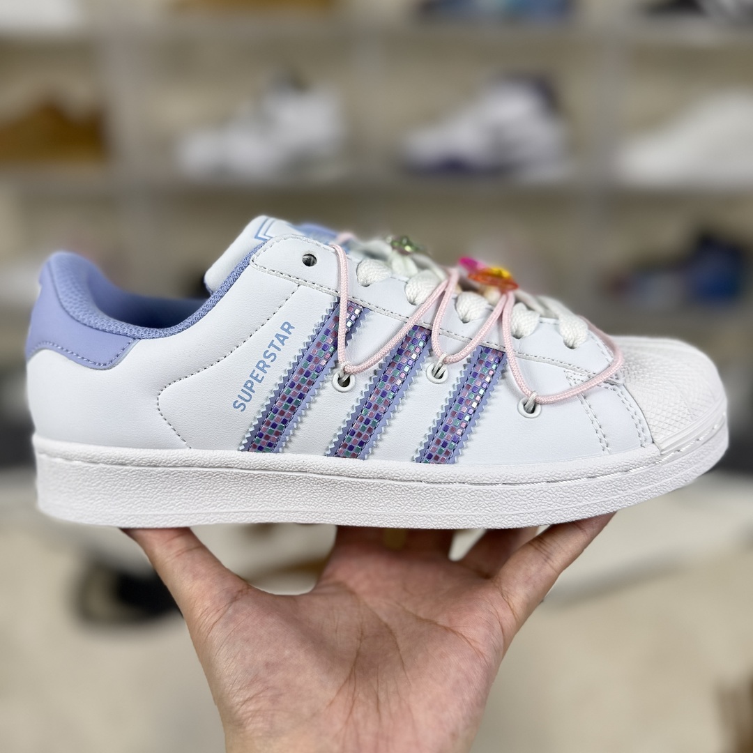Adidas Originals Superstar 2 Low Top Sneakers - White/Purple, Women's 8 cmp i1749470599980 6908 0 5