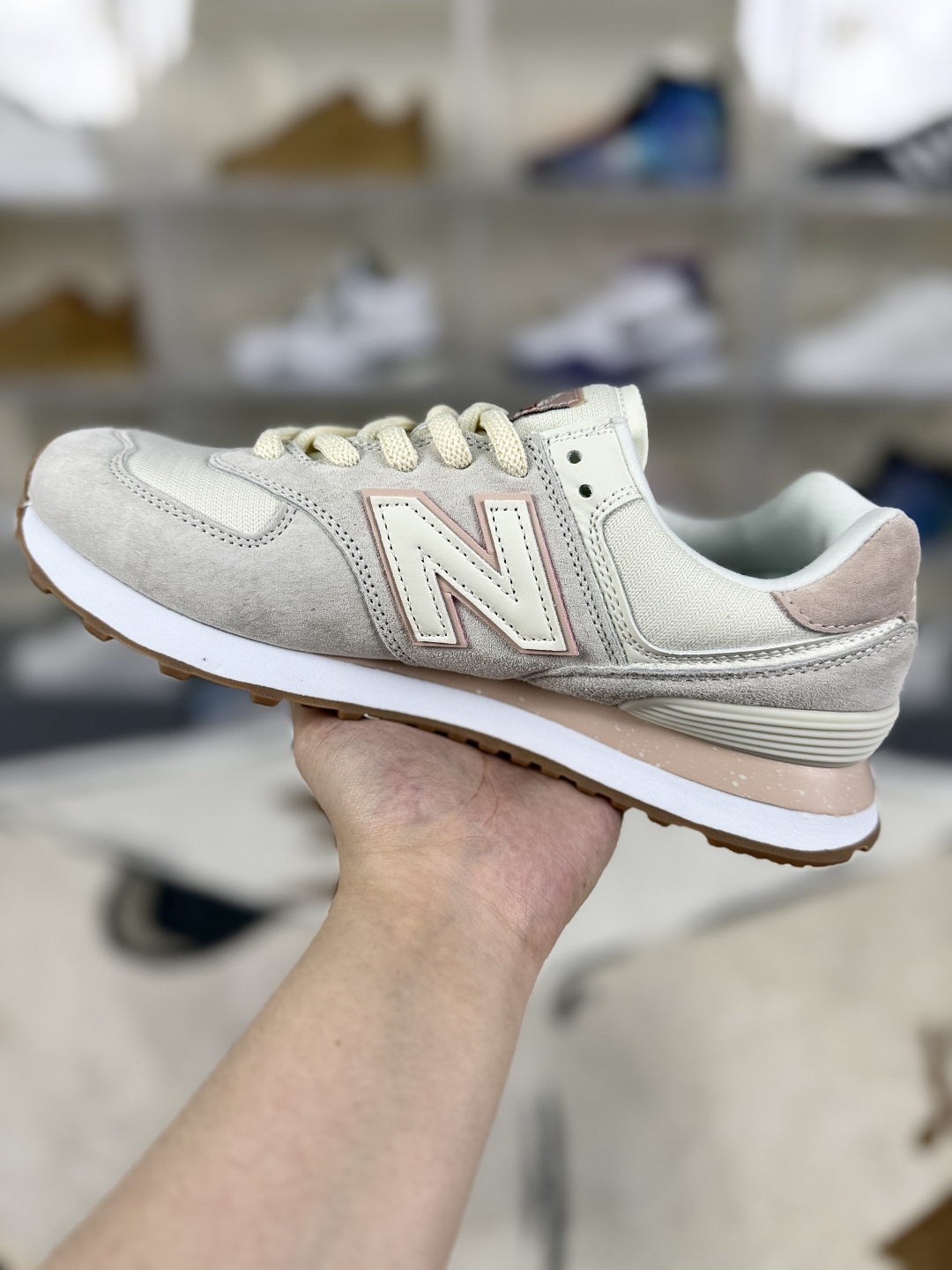New Balance 574 Retro Sneakers, Cushioned, Non-Slip, Light Pink/White, Unisex 2 cmp i1750360869211 6374 0 1