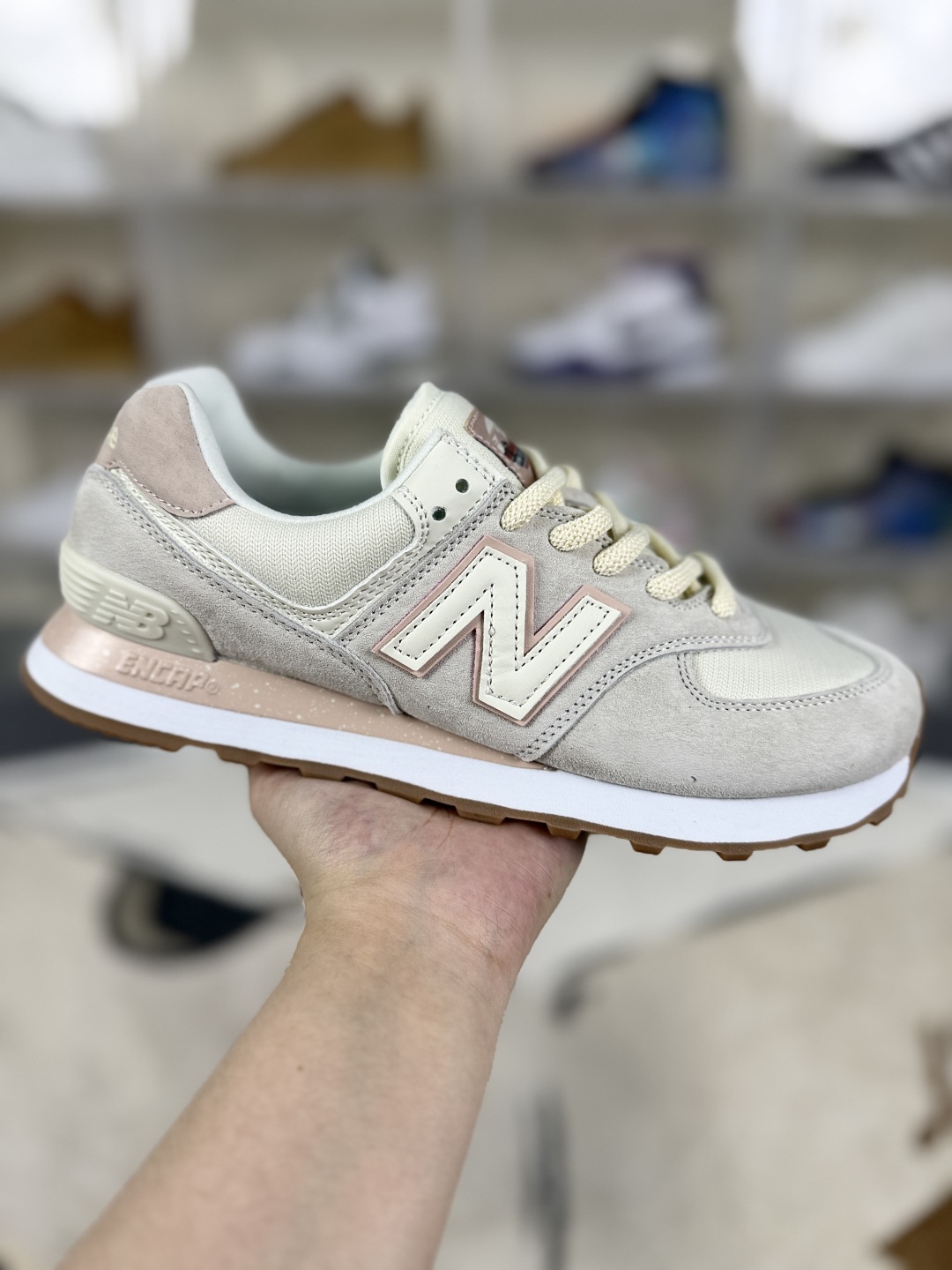 New Balance 574 Retro Sneakers, Cushioned, Non-Slip, Light Pink/White, Unisex 1 cmp i1750360873466 5435 0 0