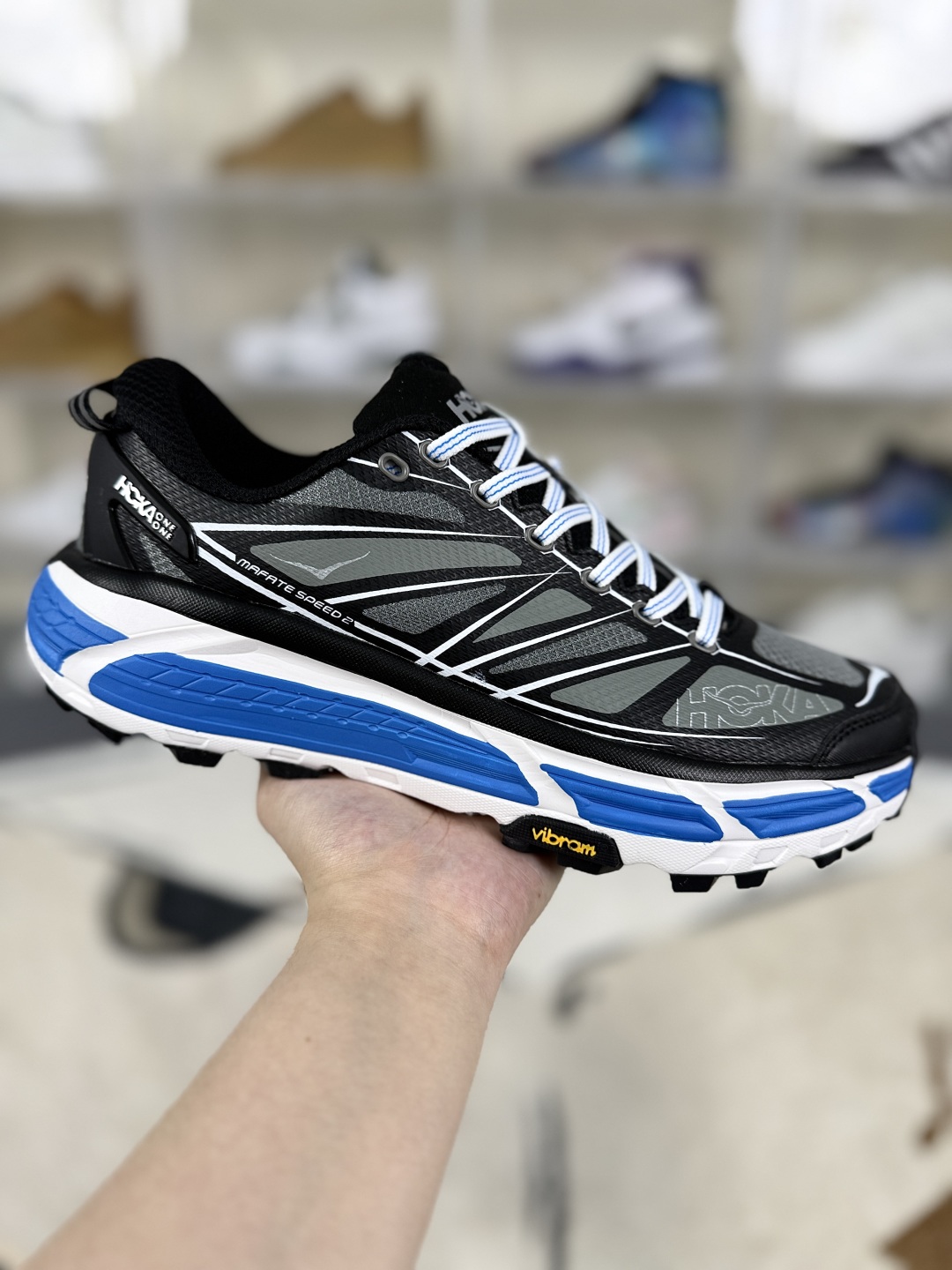 Hoka One One Mafate Speed 2 Trail Running Shoes - Black, White, and Blue 1 cmp i1750454686742 3119 0 0