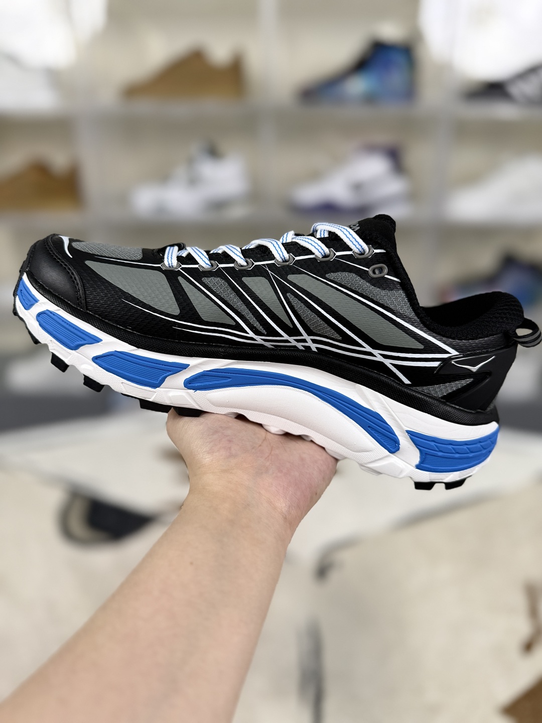 Hoka One One Mafate Speed 2 Trail Running Shoes - Black, White, and Blue 2 cmp i1750454686748 4934 0 1