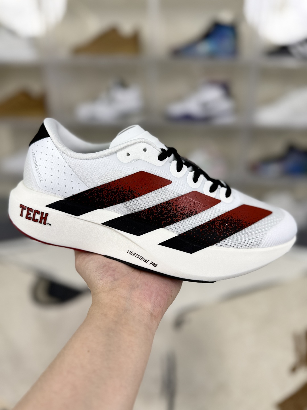 Adidas Adizero Evo SL Texas Tech Running Shoes - White, Black, and Red 2 cmp i1750532326515 8615 0 0
