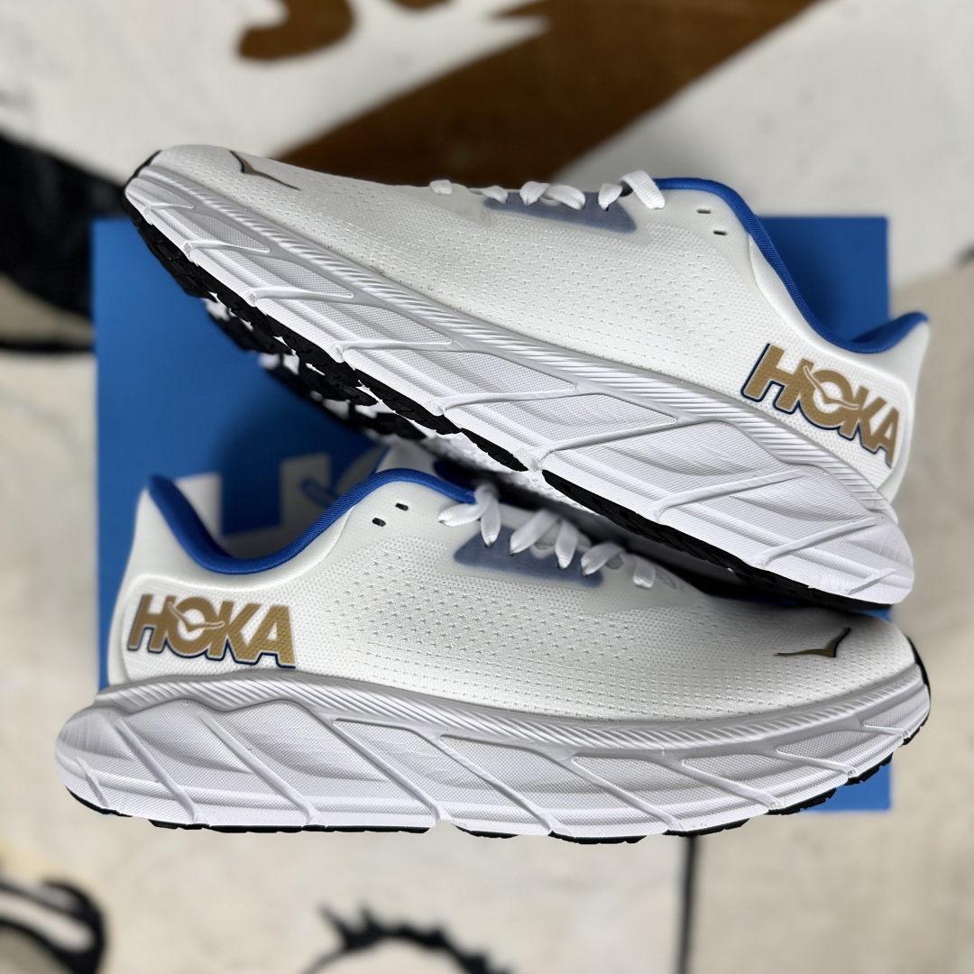 Hoka One One Arahi 7 Running Shoes - White/Blue/Gold - Cushioned & Supportive 9 cmp i1752078870580 936 0 7