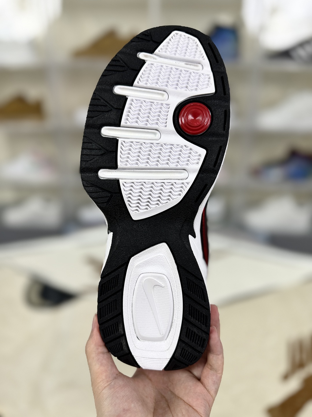 Nike Air Monarch IV White Black Varsity Red Lightweight Casual Shoes 6 cmp i1753207933796 4259 0 4