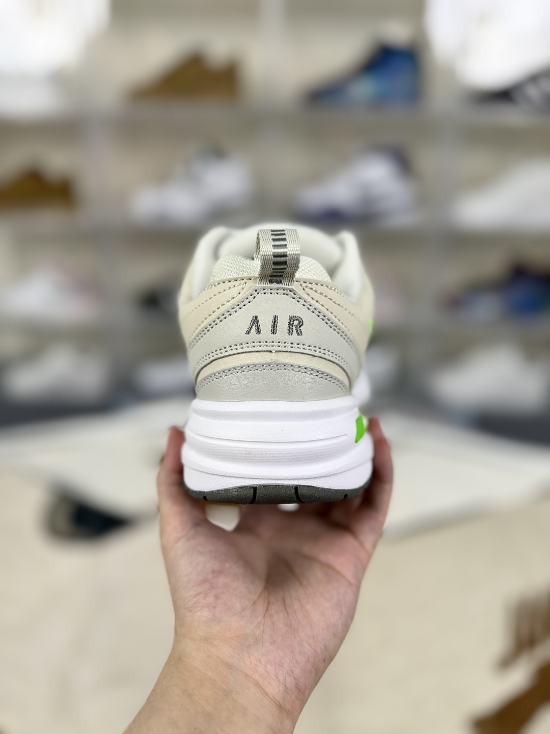 Nike Air Monarch IV FN3436-011 Leather Low-Top Sneakers - Unisex, Beige/Green 4 cmp i1753208015169 8941 0 2