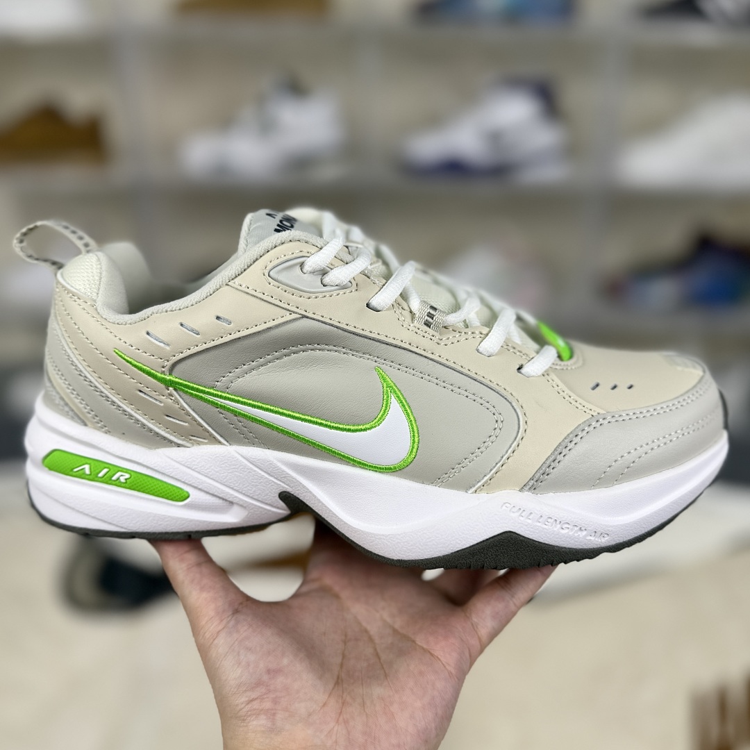 Nike Air Monarch IV FN3436-011 Leather Low-Top Sneakers - Unisex, Beige/Green 8 cmp i1753208020342 2602 0 5