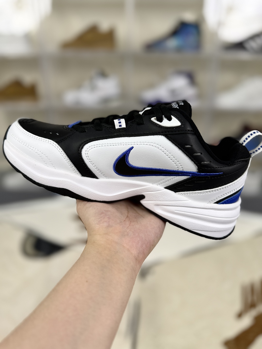 Nike Air Monarch IV Leather Black White Blue Men's Training Shoes 415445-002 3 cmp i1753208114136 8358 0 1