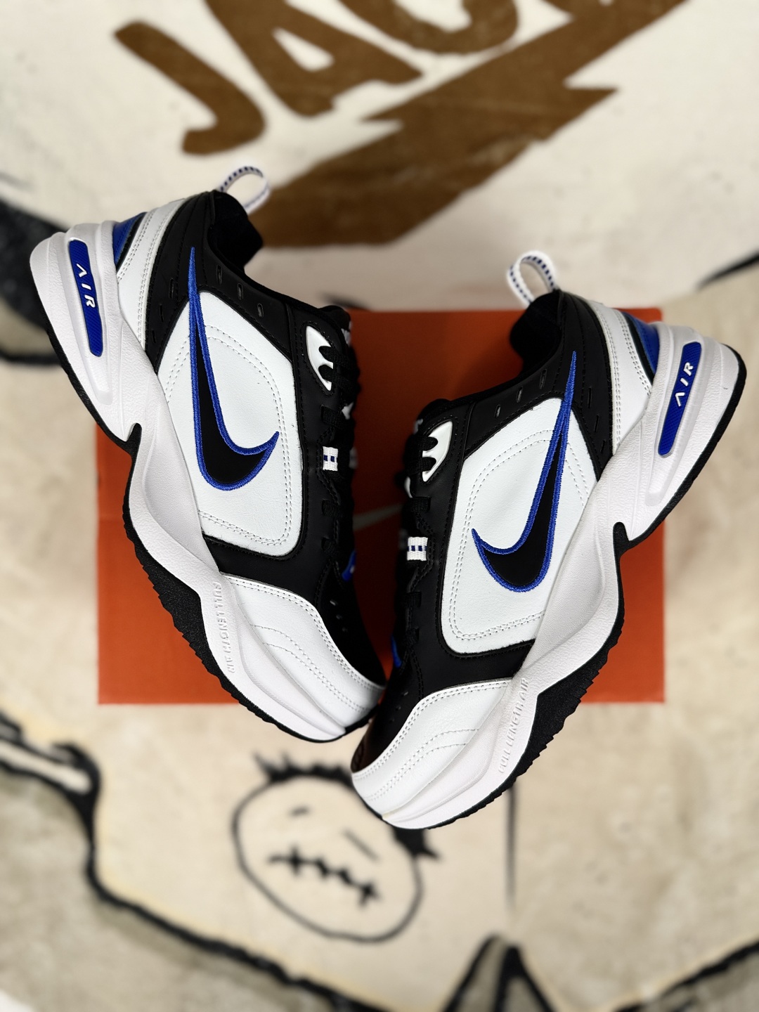 Nike Air Monarch IV Leather Black White Blue Men's Training Shoes 415445-002 6 cmp i1753208115465 8422 0 6